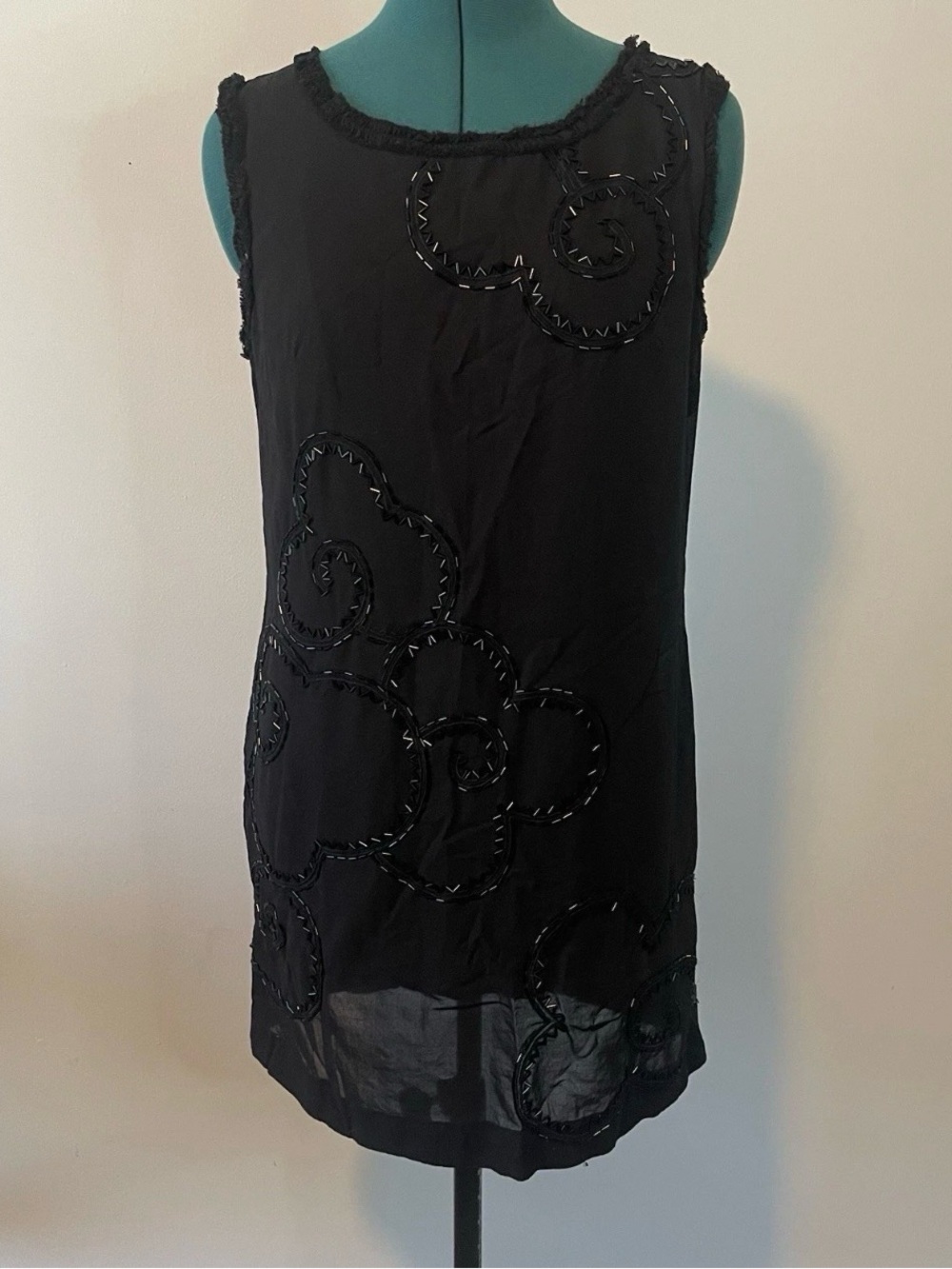 Y2K French Connection cotton beaded boho style dress 8